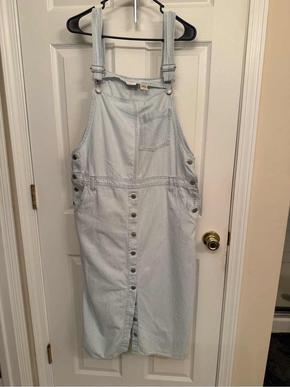 Levi's Light Blue Striped Denim Overall Dress